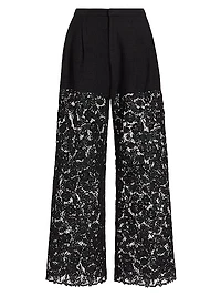 Corded Lace Straight-Leg Pants