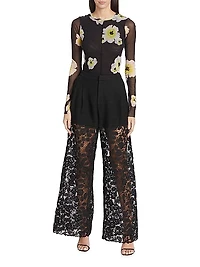 Corded Lace Straight-Leg Pants