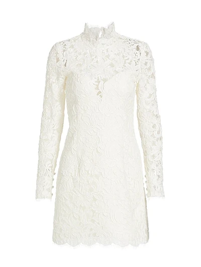 Long-Sleeve Embroidered Lace Minidress