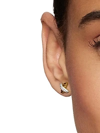 Petite X Stud Earrings in 18K Yellow Gold with Diamonds, 8.4mm