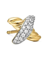 Petite X Stud Earrings in 18K Yellow Gold with Diamonds, 8.4mm