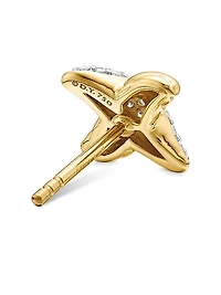 Petite X Stud Earrings in 18K Yellow Gold with Diamonds, 8.4mm