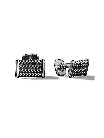 Chevron Cufflinks in Sterling Silver, 22.8mm