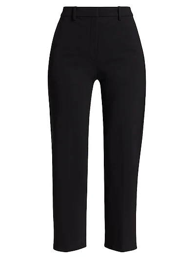 Stretch Straight-Leg Crop Pants