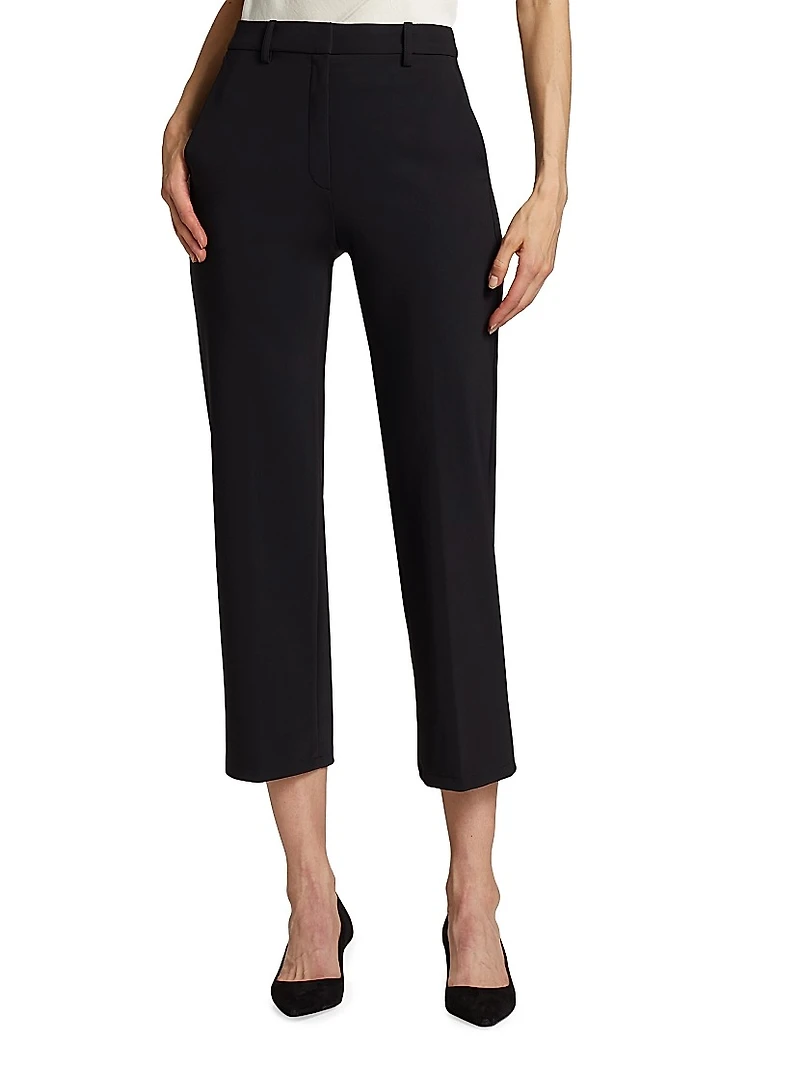 Stretch Straight-Leg Crop Pants