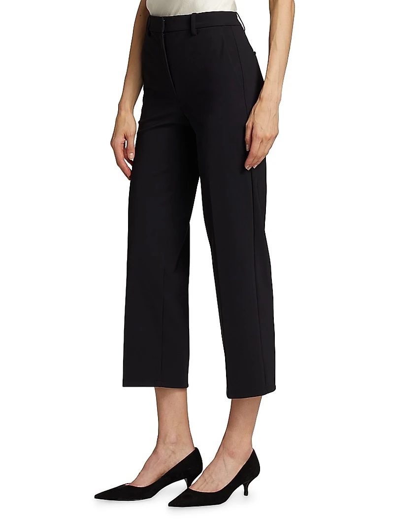 Stretch Straight-Leg Crop Pants