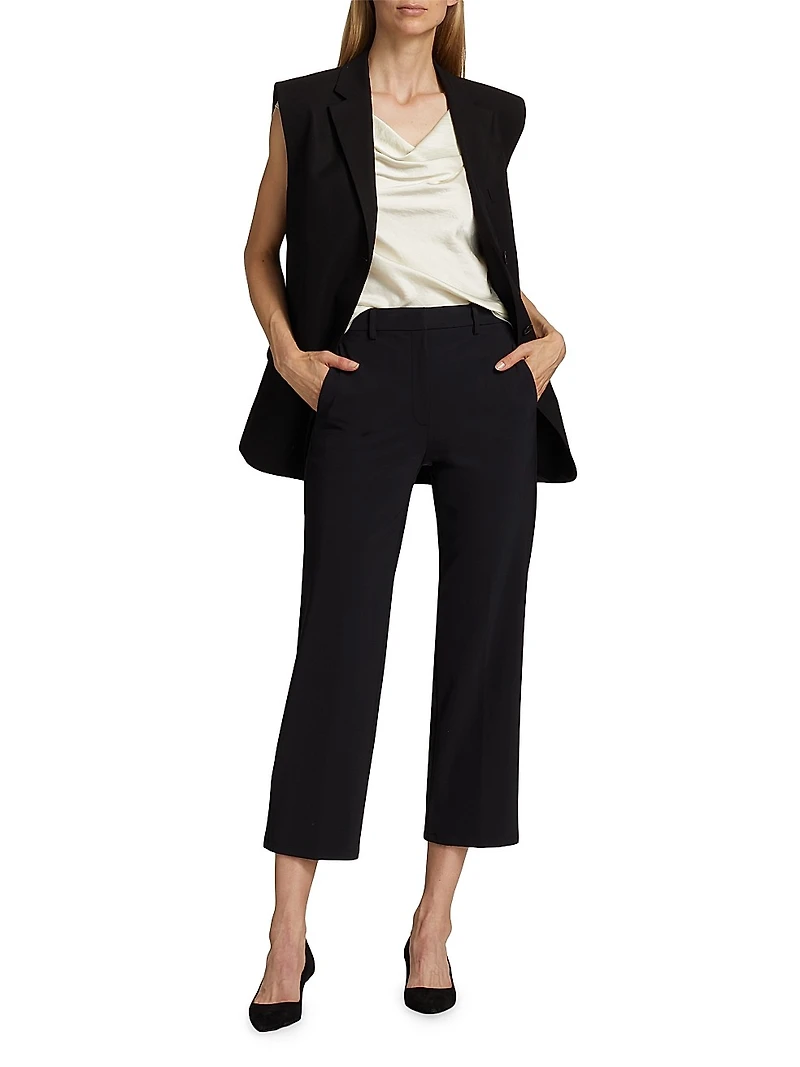 Stretch Straight-Leg Crop Pants