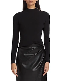 Naya Button-Detailed Rib-Knit Sweater