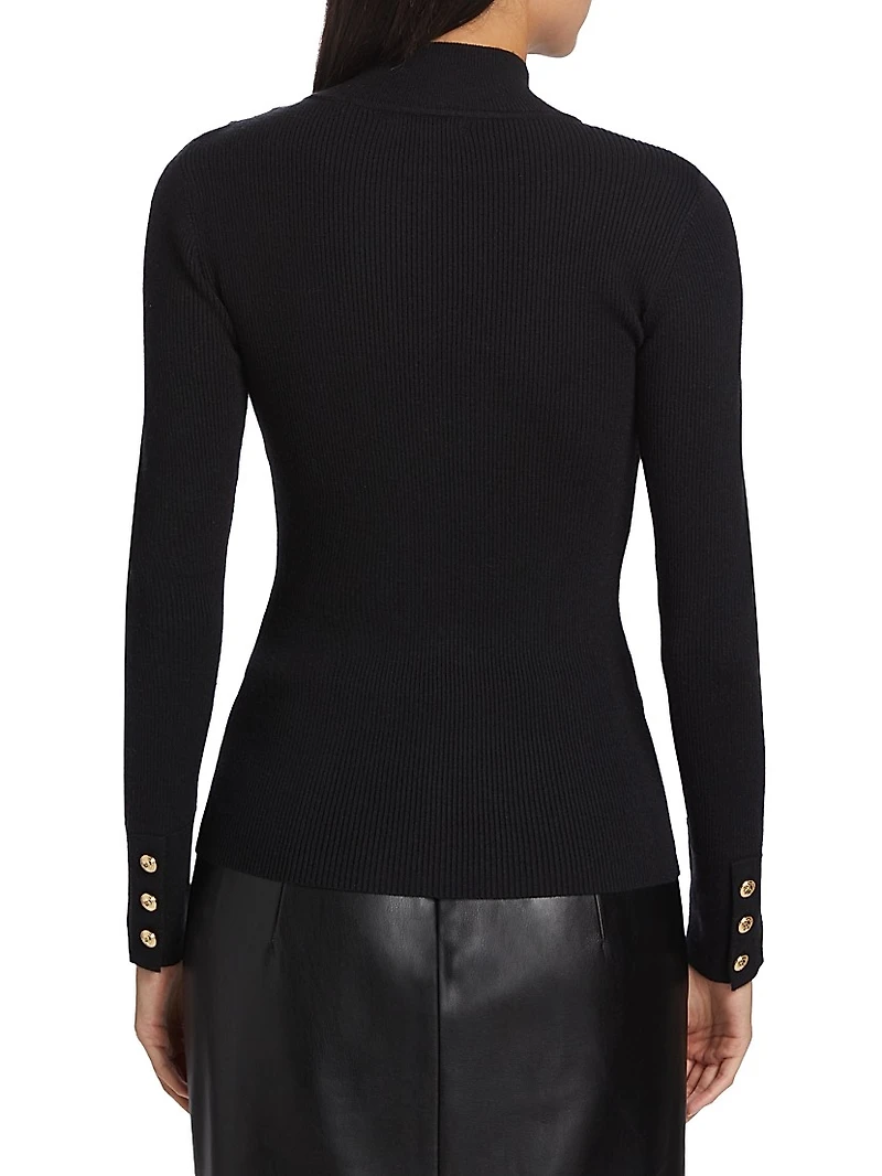 Naya Button-Detailed Rib-Knit Sweater