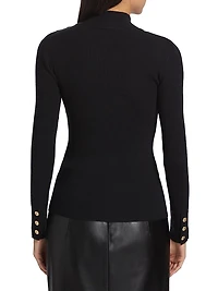 Naya Button-Detailed Rib-Knit Sweater