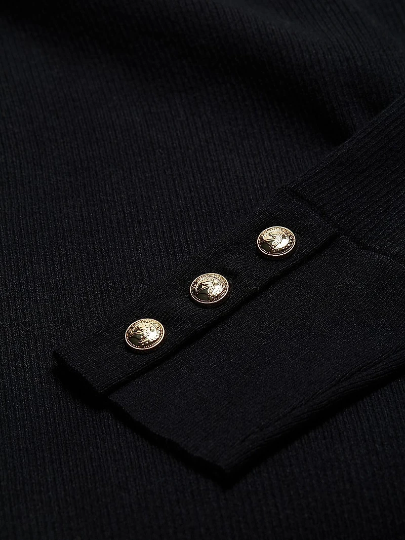 Naya Button-Detailed Rib-Knit Sweater