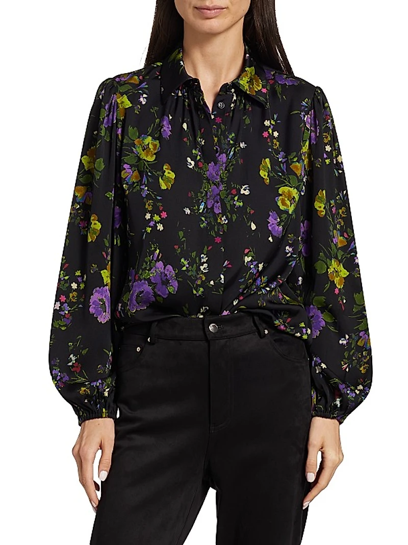 Farrah Floral Silk-Blend Blouse