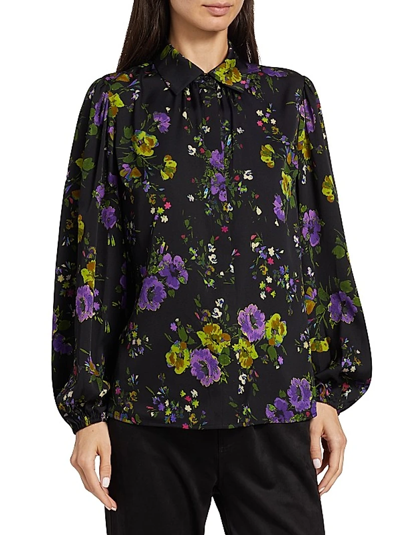Farrah Floral Silk-Blend Blouse
