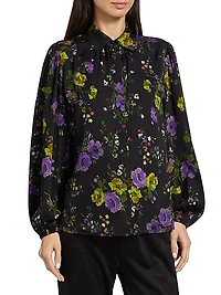 Farrah Floral Silk-Blend Blouse