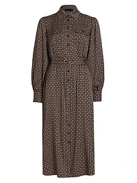 The Kate Stretch Silk Geometric Midi-Dress