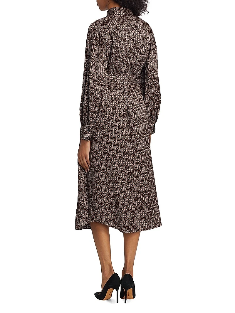 The Kate Stretch Silk Geometric Midi-Dress