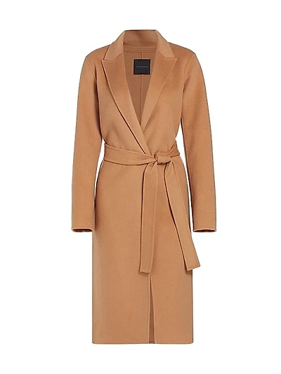 Nora Belted Wool-Blend Wrap Coat