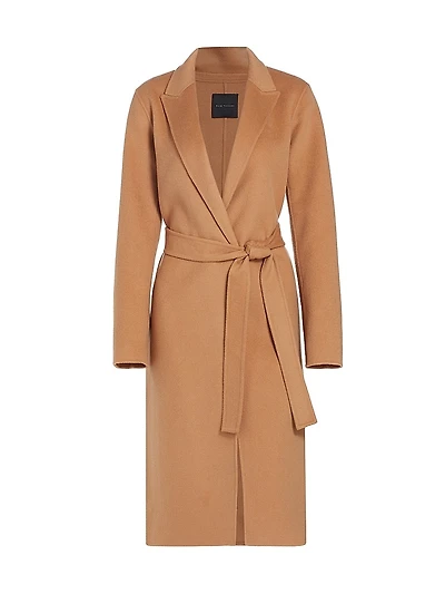 Nora Belted Wool-Blend Wrap Coat