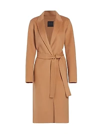 Nora Belted Wool-Blend Wrap Coat
