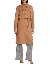 Nora Belted Wool-Blend Wrap Coat