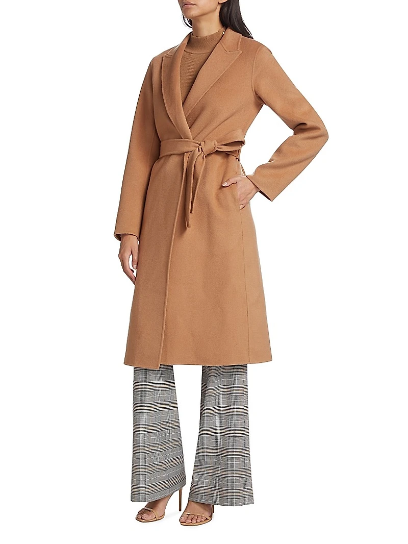 Nora Belted Wool-Blend Wrap Coat