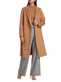 Nora Belted Wool-Blend Wrap Coat