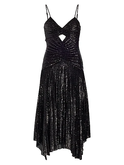 Lou Sequined Keyhole Midi-Dress