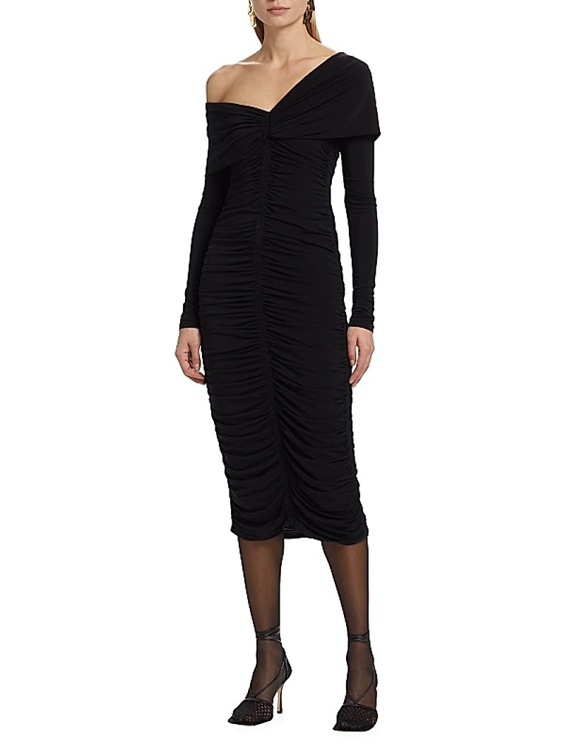Ruched Jersey Midi-Dress