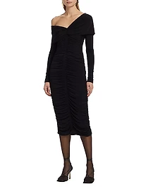 Ruched Jersey Midi-Dress