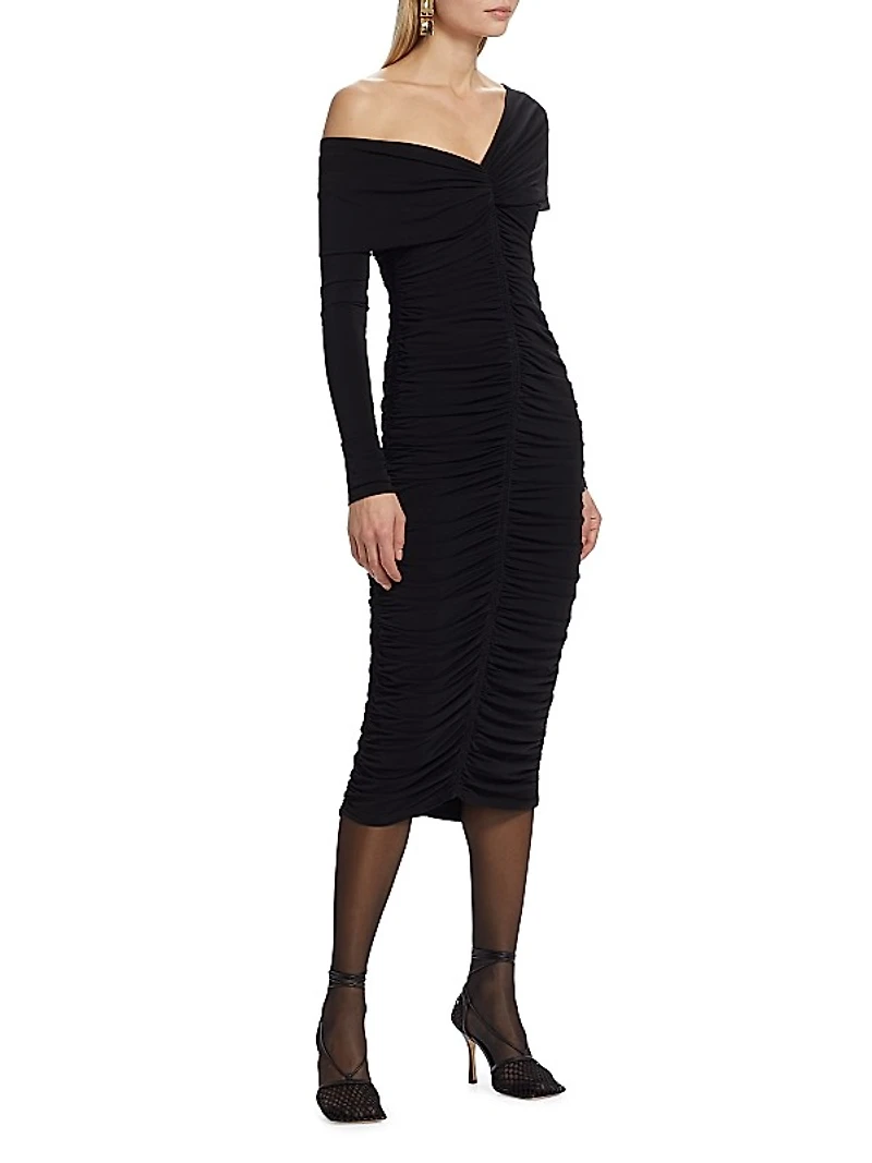 Ruched Jersey Midi-Dress
