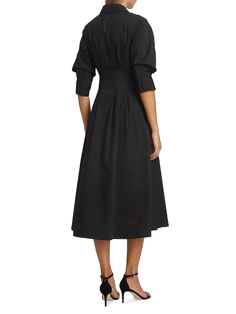 Jazz Pintuck Poplin Midi-Dress