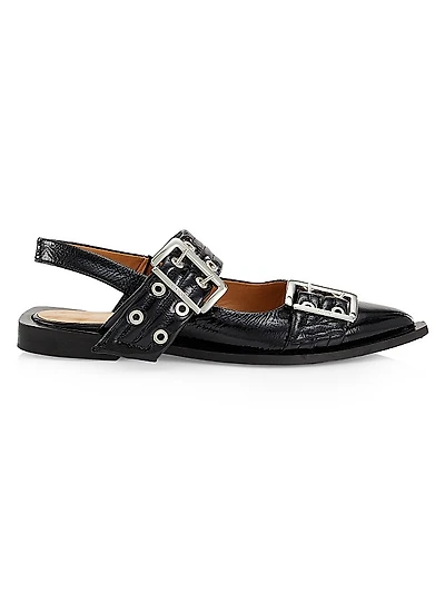 Chunky Buckle Slingback Flats