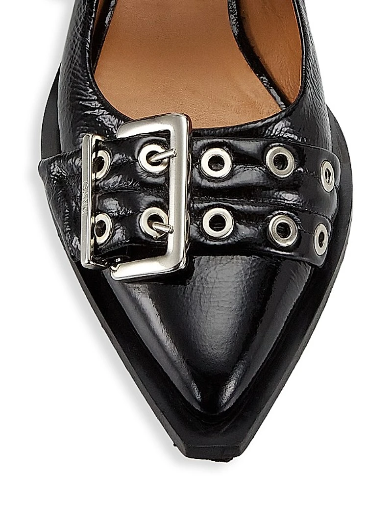 Chunky Buckle Slingback Flats