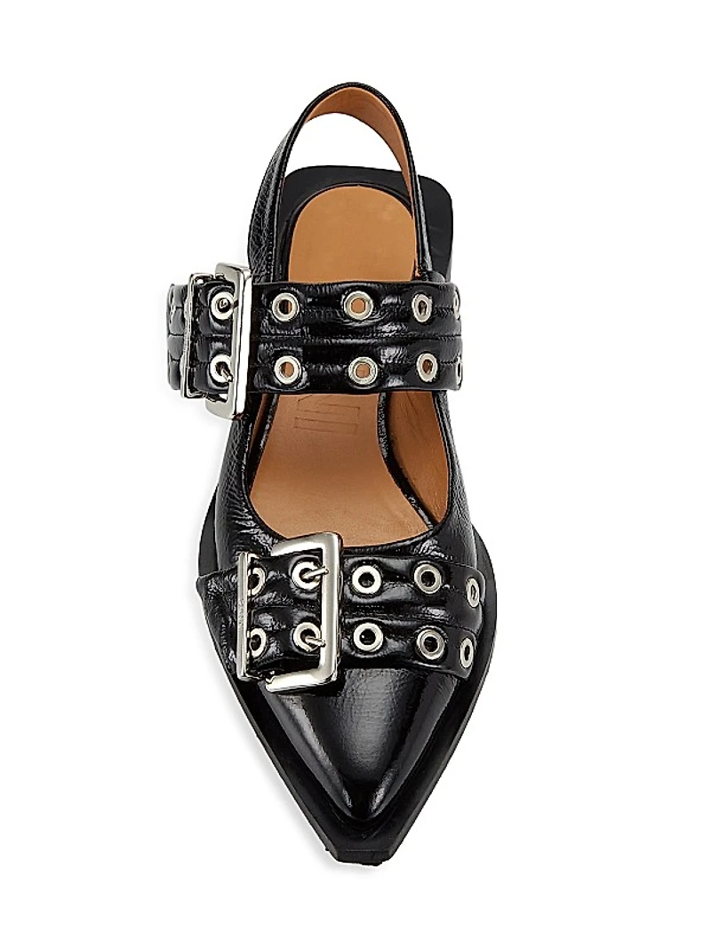 Chunky Buckle Slingback Flats