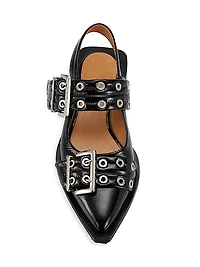 Chunky Buckle Slingback Flats