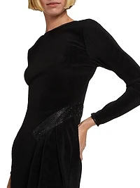 Embellished Pleated Jersey Gown