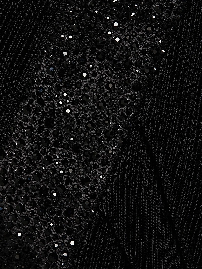 Embellished Pleated Jersey Gown