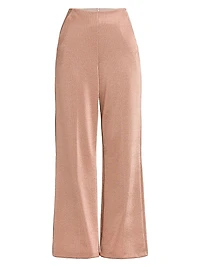 Metallic Bonded Jersey Flare Trousers
