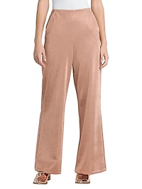 Metallic Bonded Jersey Flare Trousers