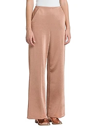 Metallic Bonded Jersey Flare Trousers