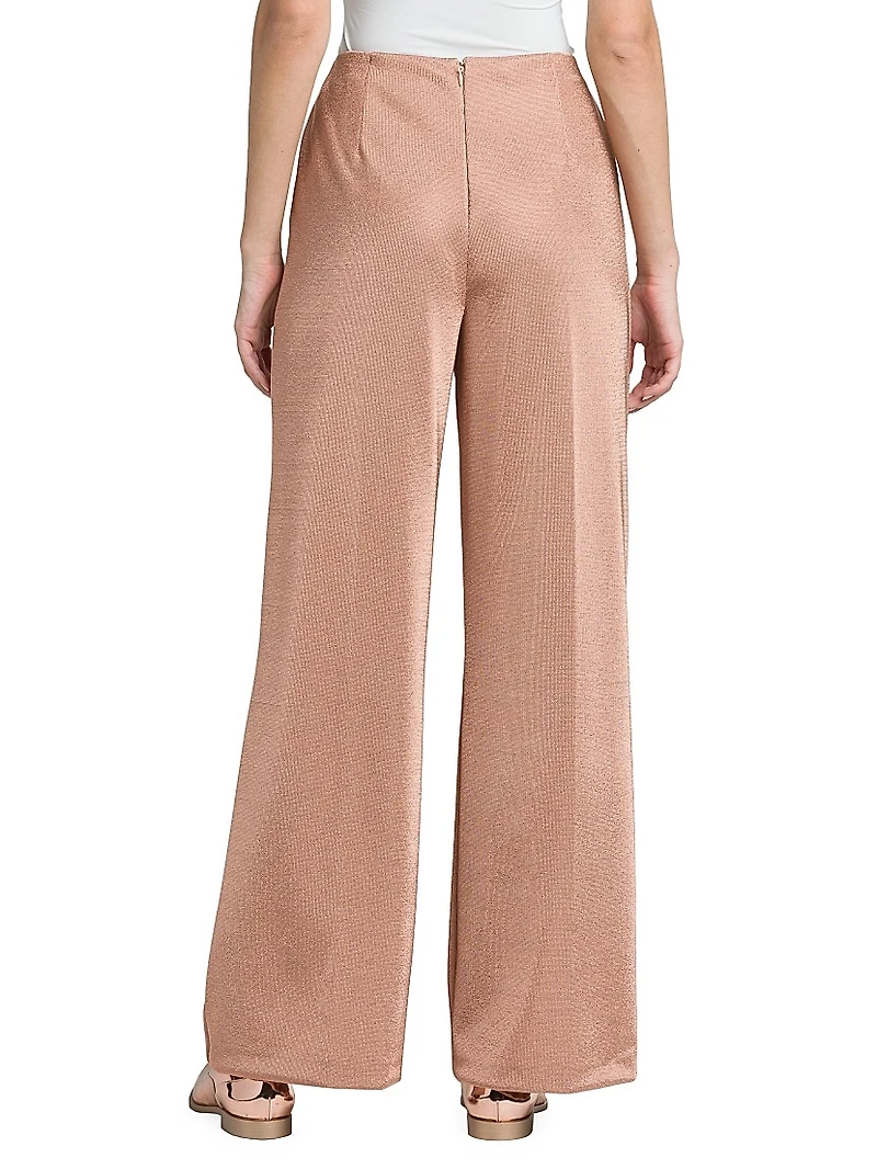 Metallic Bonded Jersey Flare Trousers