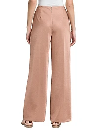 Metallic Bonded Jersey Flare Trousers