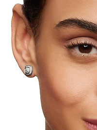 Petite Albion Stud Earrings in Sterling Silver with Pavé Diamonds, 5mm