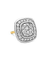 Petite Albion Stud Earrings in Sterling Silver with Pavé Diamonds, 5mm