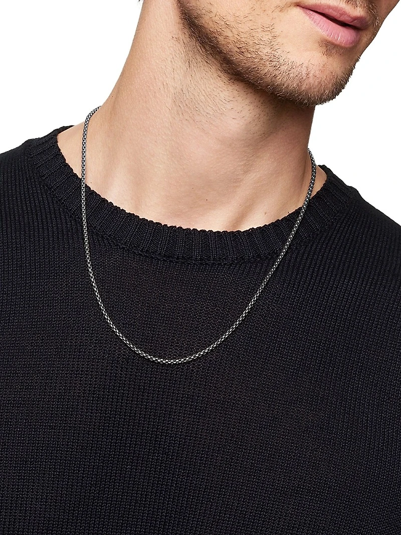 Sterling Silver & Titanium Box Chain Necklace