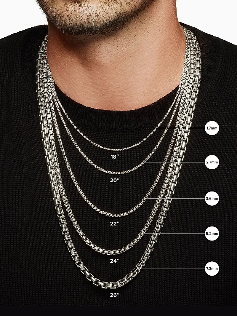 Sterling Silver & Titanium Box Chain Necklace