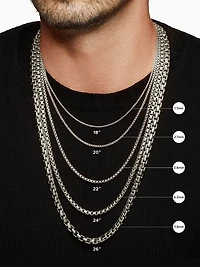 Sterling Silver & Titanium Box Chain Necklace