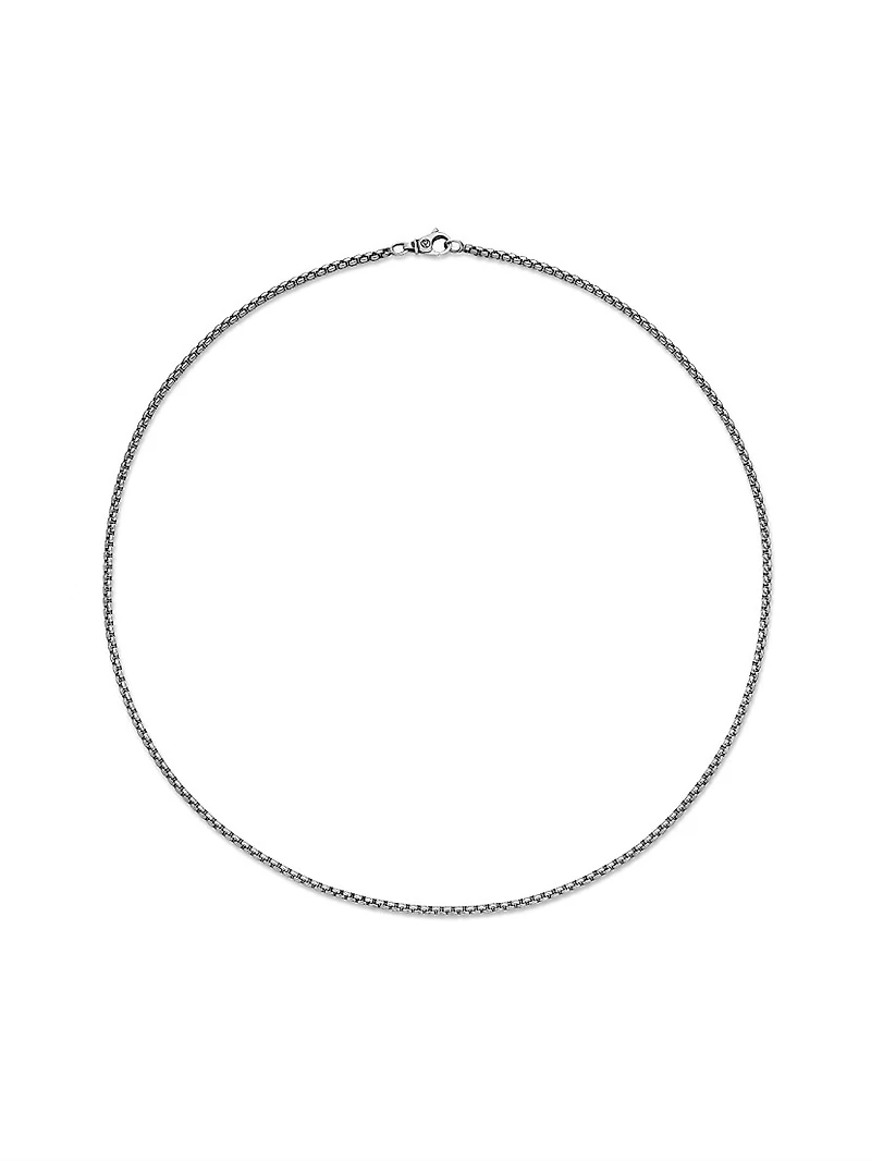 Sterling Silver & Titanium Box Chain Necklace
