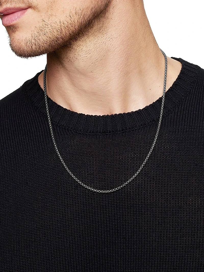 Sterling Silver & Titanium Box Chain Necklace