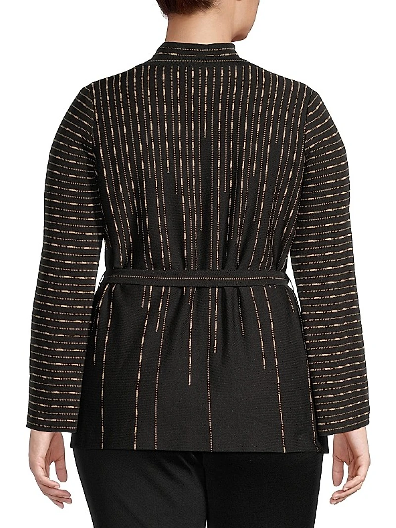 Belted Metallic Knit Jacket